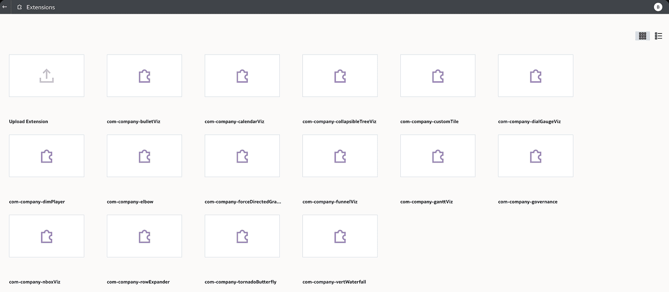 Extensions, before — a grid of identical plug-in tiles.